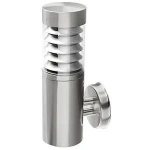 Наружный настенный светильник Saturn E27 1 шт. Настенный светильник, уличный светильник, прозрачный световой поток 360°, из нержавеющей стали Heitronic, Edelstahlfarben