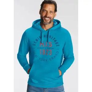 Толстовка H.I.S с капюшоном и характерными шнурками, бирюзовый