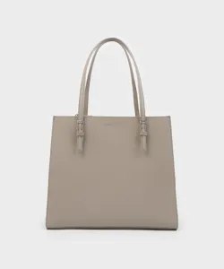 Классическая сумка-тоут с двумя ручками Charles & Keith, цвет Taupe