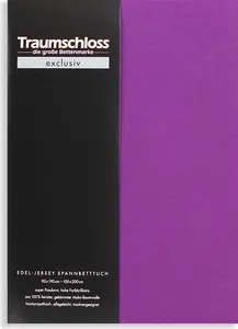 Простыня на резинке Exclusive Premium Jersey 140-160 x 200 см, фиолетовая, 150 г/м², 100% расчесанный хлопок-мако Traumschloss