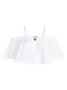 Укороченный топ с открытыми плечами KARL LAGERFELD, белый