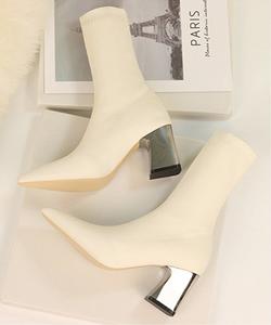 Ботинки-носки на толстом каблуке Jasmine Grandiflorum/ Жасмин 7 см, цвет Beige