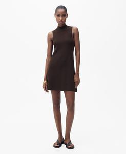 Женское вязаное платье с воротником-стойкой "Перкинс" MANGO, Chocolate