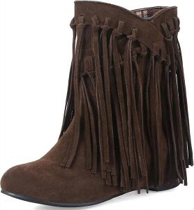 LVOMU Женские замшевые ботильоны с кисточками и бахромой, на плоской подошве, с острым носком, теплой меховой подкладкой, без застежки, с низким каблуком, скрытая внутренняя платформа, мокасины, ботинки осень-зима, для прогулок, до середины икры