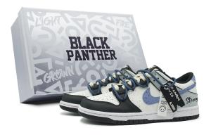 Кроссовки Nike Dunk Skateboarding Shoes Men Low-top Black/white/blue, черный