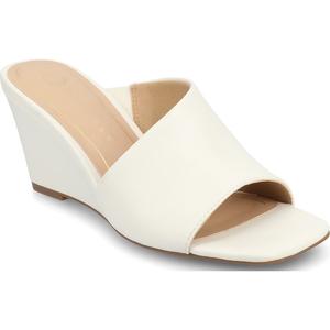 Босоножки на каблуке в форме клина Journee, white