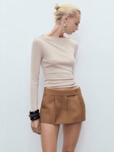 Топ с длинными рукавами и V-образным вырезом Lilobar Mango, Pastel Brown