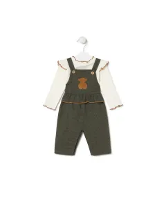 Набор для малыша футболка и комбинезон в клетку Tous, темно-зеленый