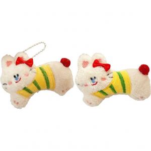 Оригинальный подвесной кукольный брелок с котенком и щенком таксой в виде яблока, 7 см Dolls and bears dance, Striped Bunny Doll-Pendant+Brooch