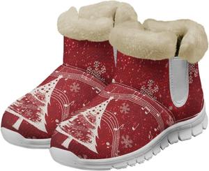 Женские зимние снежные ботинки Удобные теплые ботильоны на щиколотку Противоскользящие для активного отдыха, походов, велосипедных поездок Размер 36-45 Quxjehoe, Christmas Tree Red
