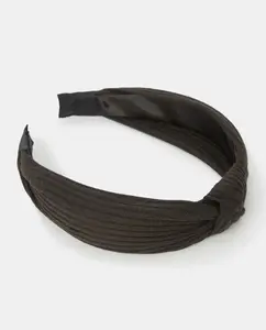 Черная повязка на голову в рубчик с узлом Araban