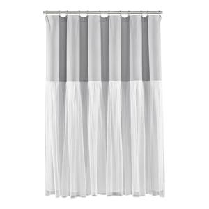 Тюлевая юбка с пышным декором, занавеска для душа с цветными блоками Lush Decor, цвет Light Gray