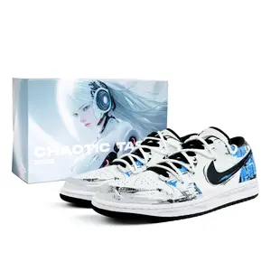 Air 1 Амортизация Устойчивость к истиранию Поддержка Low top Винтажные баскетбольные кроссовки Мужские Jordan, синий