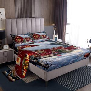 Erosebridal Комплект постельного белья с новогодним принтом для детей, Red White