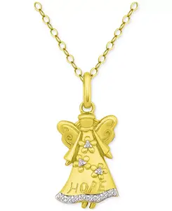Ожерелье с подвеской «Ангел надежды» из стерлингового серебра с 18-каратным золотом, с кубическим цирконием, длиной 16 дюймов + удлинитель 2 дюйма, создано для Macy's (также доступно в стерлинговом серебре) Giani Bernini, gold
