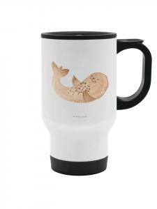 Кружка для кофе на вынос, с рисунком в виде печати, лежачая, без слогана, белого цвета Mr. & Mrs. Panda