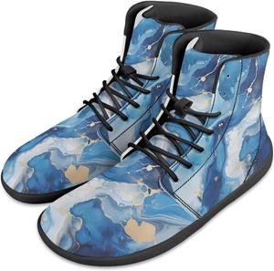 Кроссовки на высокой подошве с принтом бабочки JoyLamoria Bling Bling, кожаные шнуровки, модные высокие кеды, босоножки, широкая колодка, стиль Y2K для девочек, Blue Marble