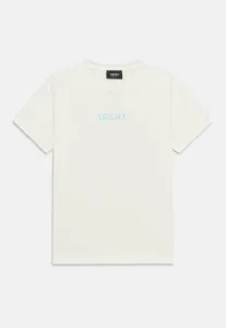 Футболка унисекс с принтом logo barocco ramadan Versace, Bianco/Giallo/Azzurro