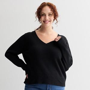 Свитер V-образным вырезом Plus size Sonoma Goods For Life, Pitch Black