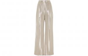 Брюки с ламинированным эффектом и поясом на петлях Brunello Cucinelli, светло-бежевый