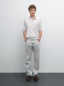 Трикотажная рубашка-поло с коротким рукавом Massimo Dutti, Pearl Grey