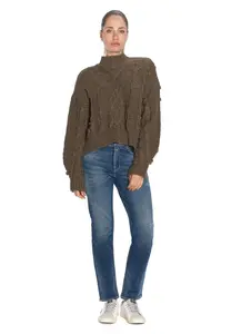 Вязаный свитер Le Temps Des Cerises "НИК", с воротником стойкой, коричневый