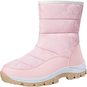 Водонепроницаемые женские ботинки западного стиля с утеплителем, камуфляжные, средней высоты, зимние мягкие ботинки на молнии, рабочие ботинки, водонепроницаемая осенняя обувь для женщин Generic, #A02-Red