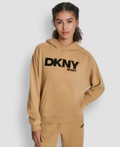 Женская толстовка с капюшоном и карманом-кенгуру с логотипом Flock DKNY, Whiskey