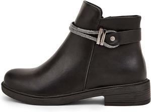 Женские ботильоны FSJ с округлым носком, на низком массивном каблуке, со стойкой, со стразами, цепочкой и боковой молнией, повседневные прогулочные ботинки, размеры 4-15 US, Black