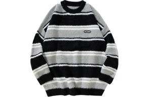 Свитер унисекс GOLFCROSS, синий и серый в полоску