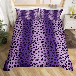Erosebridal Комплект постельного белья Leopard Print с леопардовым принтом в деревенском стиле, фиолетовый омбре, Ombre Purple