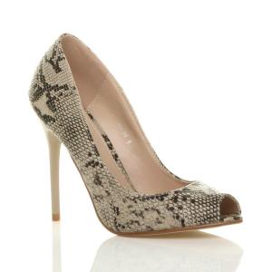 Туфли-лодочки из искусственной кожи на высоком каблуке-шпильке с открытым носком AJVANI, бежевый