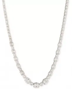 Теннисное ожерелье из кубических цирконий серебристого оттенка, смешанной огранки, 16 дюймов + удлинитель 3 дюйма Givenchy, white
