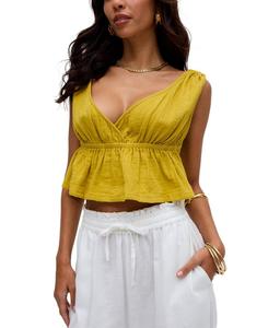 Женская блузка Katty с глубоким V-образным вырезом Raffya, Yellow