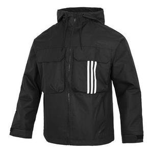 Куртка Men's adidas U Util Wb3 Athleisure Casual Sports Stripe Hooded Jacket Black, черный
