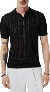 Свитер John Varvatos Odin Linen Sweater Polo Y2317S25, черный