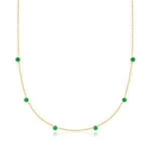 Ожерелье RS Pure by Ross-Simons с выращенными в лаборатории изумрудами в оправе из 18-каратного золота поверх стерлингового серебра Rs Pure, 16 In