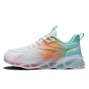 WARRIOR Амортизирующие легкие износостойкие низкие кеды мужские бело-зелено-оранжевые, цвет White Green Orange