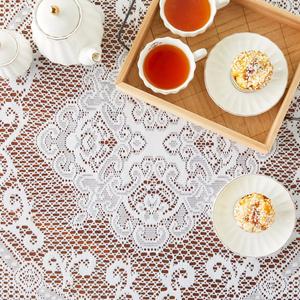 Белая кружевная круглая скатерть, декоративная скатерть для свадебного приема, рождественской вечеринки, декор в винтажном стиле (59 дюймов)