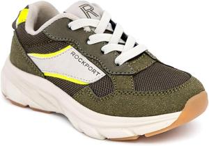 Детские кроссовки Rockport Kids для мальчиков - эластичные кроссовки без шнурков с амортизирующей подошвой, дышащей сеткой и прочным сцеплением (размеры для малышей/маленьких детей), слоновая кость/оливковый