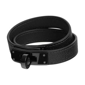 HERMES Кожаный браслет из козьей кожи женский черный