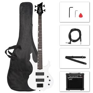 Басс гитара Glarry White Burning Fire Electric Bass Guitar HH Pickups + 20W Amplifier