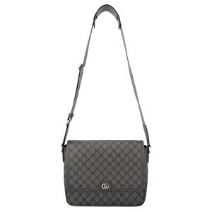 Сумка-мессенджер Ophidia из холста с кожаными вставками, наплечная сумка, кросс-боди среднего размера для мужчин серый GUCCI