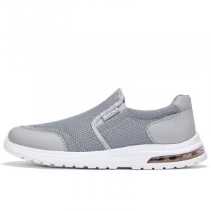 WARRIOR Легкие дышащие противоскользящие и износостойкие удобные слипоны для пожилых родителей мужские серые, цвет Gray