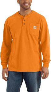 Carhartt мужская футболка-поло с карманом, свободного кроя, с длинным рукавом, из плотной ткани, Marmalade Heather