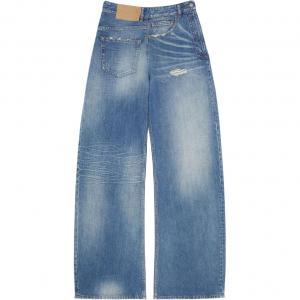 Синие джинсы с закрученным эффектом потертости и широкими штанинами MM6 Maison Margiela