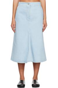 Черная джинсовая юбка миди Studio Nicholson, цвет bleach wash