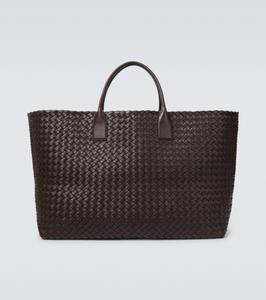 Сумка-тоут Cabat Maxi Intrecciato из кожи Bottega Veneta, Fondant-Silver