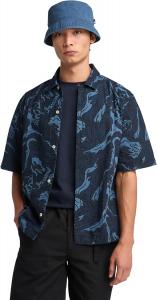 Timberland мужская рубашка в стиле resort с принтом seersucker, Coastal Aop Dark Sapphire