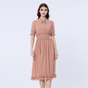 Шифоновое платье со смокингом и небольшими рюшами S&J Weekends, бежевый